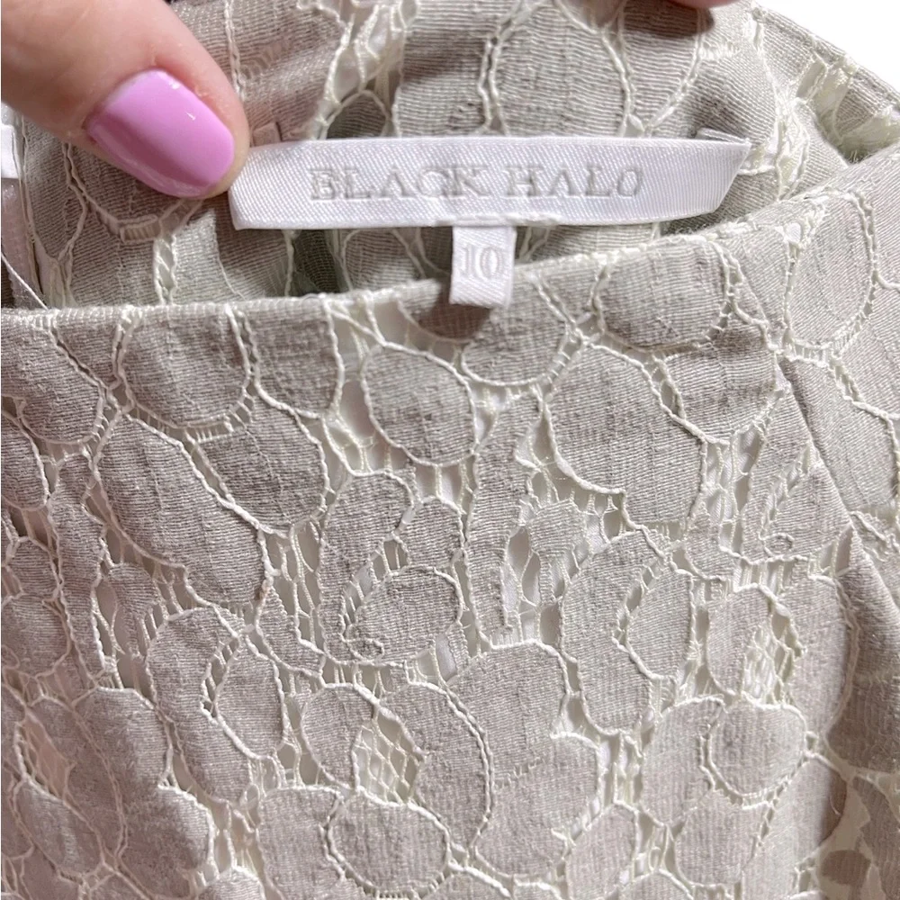 *Like New* Black Halo Lace Overlay Midi Pencil Skirt, Size 10